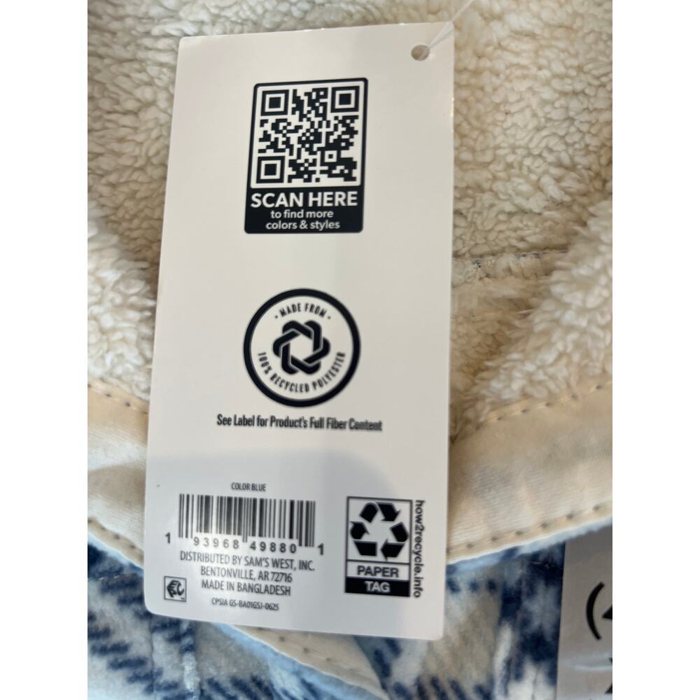Members Mark Girls Sherpa Lined Shacket Blue Cream Size XS (4/5) NWT - Picture 9 of 16
